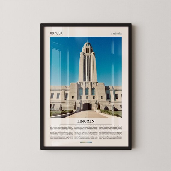 Lincoln Nebraska State Capitol Tower Midwest Travel Photo Poster