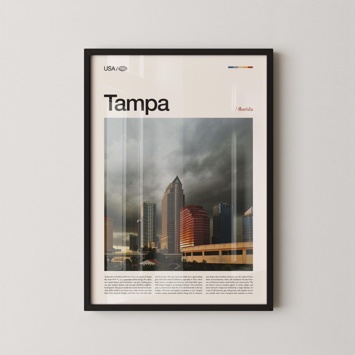 Tampa Florida Moody Storm Sky Downtown Skyline Photography Poster