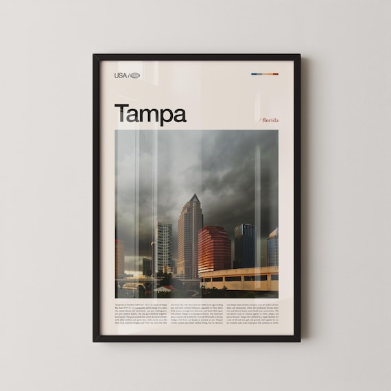 Tampa Florida Moody Storm Sky Downtown Skyline Photography Poster