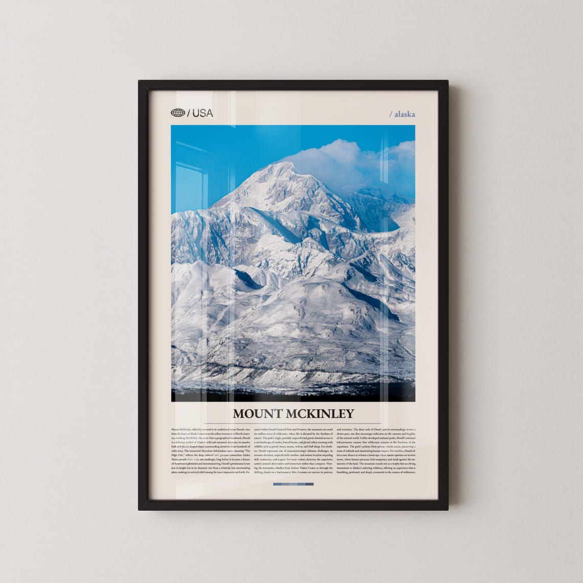 Mount McKinley Denali Snowy Peak Alaska Scenic Photography Poster