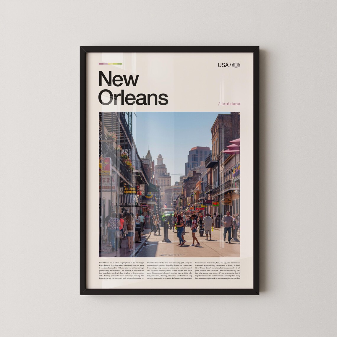 New Orleans French Quarter Bourbon Street City Travel Poster