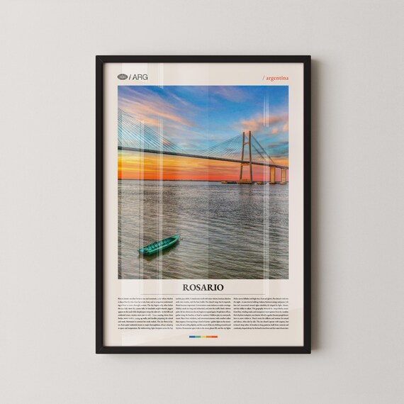 Rosario Argentina Parana River Bridge Sunset Photography Poster