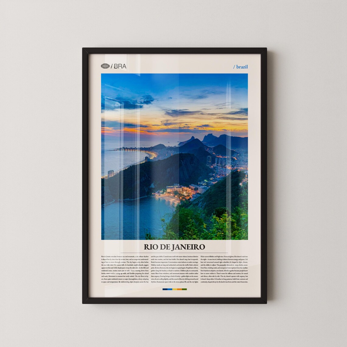 Rio de Janeiro Brazil Sunset Coast Cityscape Travel Photo Poster