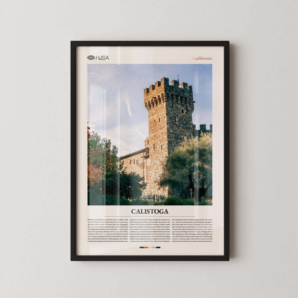 Calistoga California Stone Castle Tower Napa Valley Travel Poster