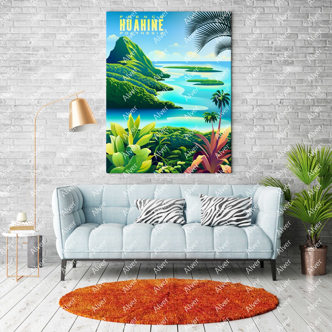 Huahine French Polynesia Volcanic Island Turquoise Lagoon Poster - Image 2