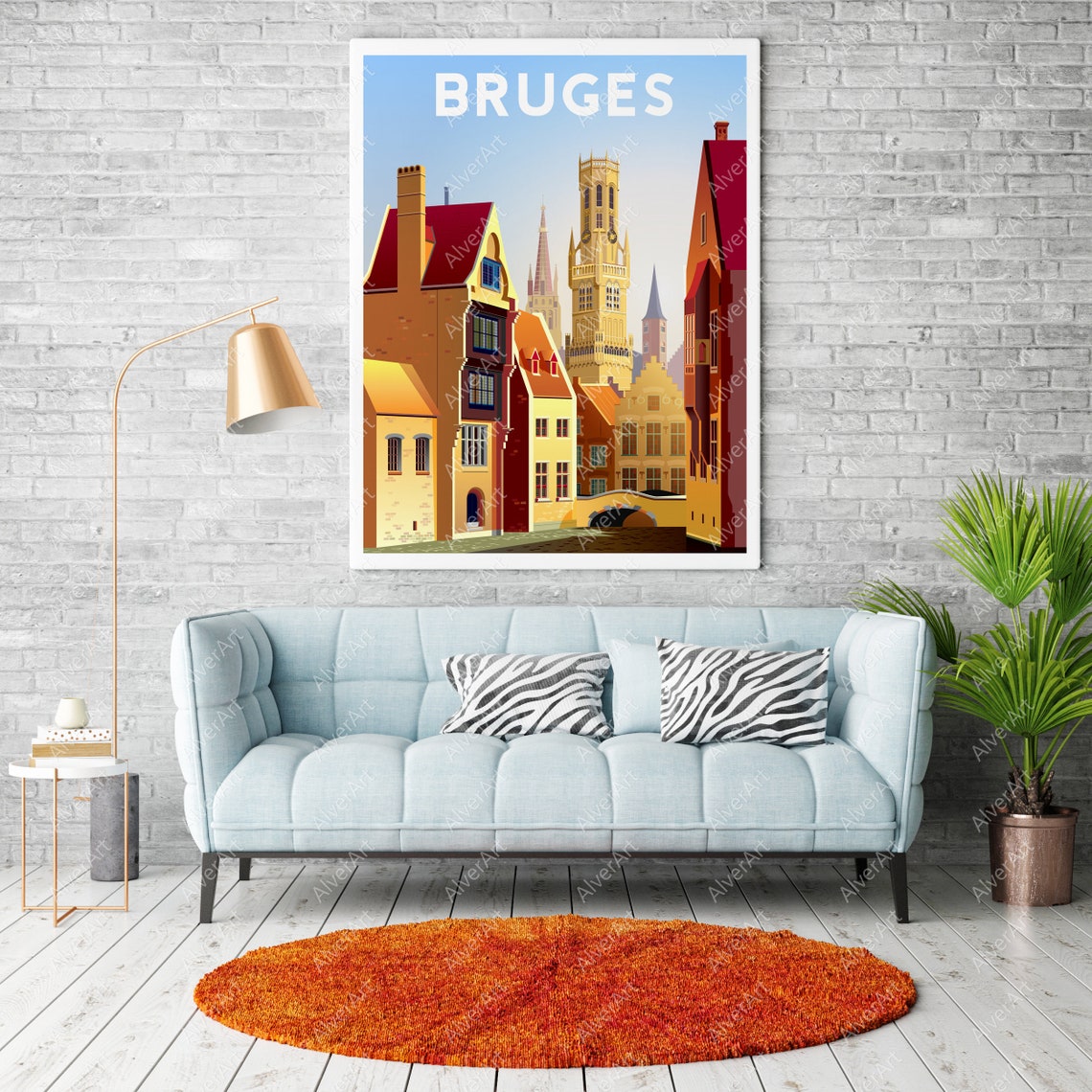 Bruges Belgium Belfry Canals Medieval Cityscape Travel Poster - Image 2