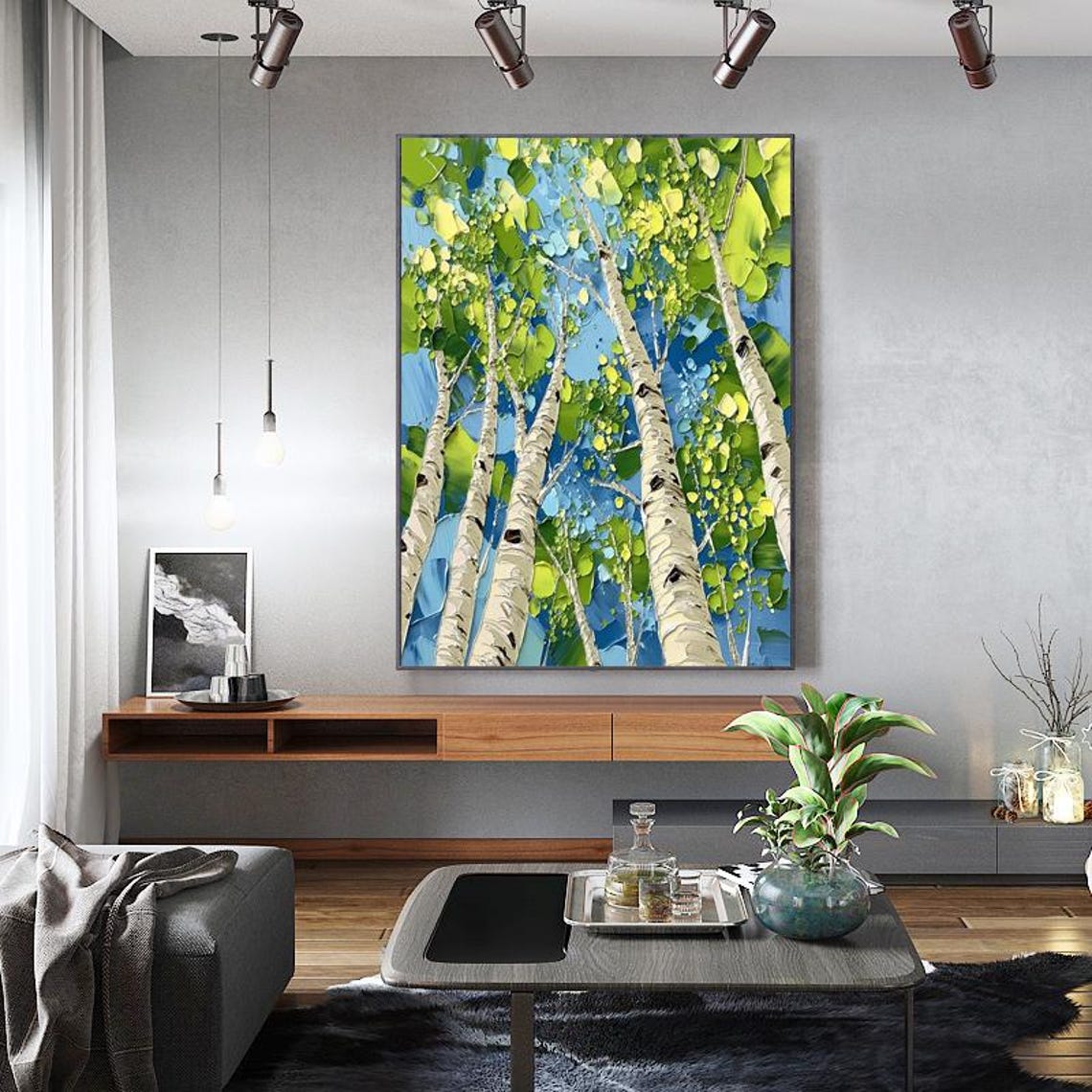 Towering Birch Trees Reaching Into a Bright Blue Summer Sky Poster - Image 4
