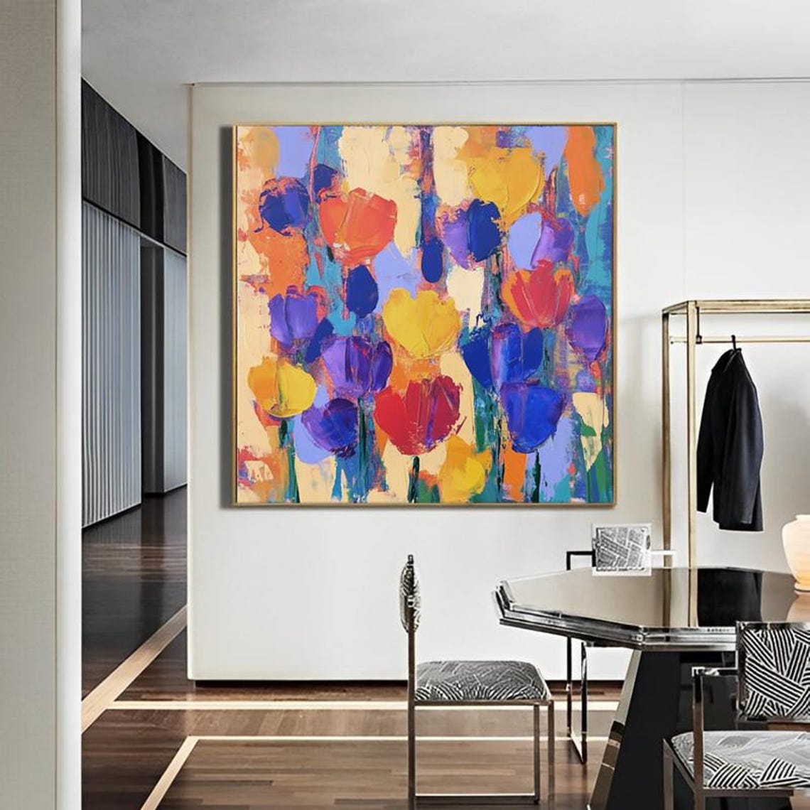 Abstract Tulip Field Bursting With Bold Multicolor Blooms Poster - Image 4