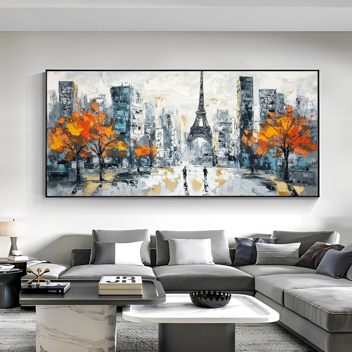 Paris Eiffel Tower Cityscape Lined With Autumn Orange Trees Poster - Image 6