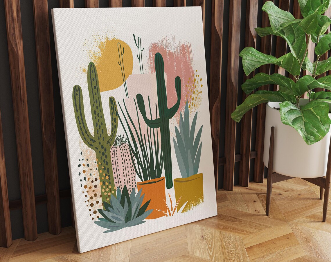 Cactus Art Boho Mid Century Inspired Art Print - Image 3