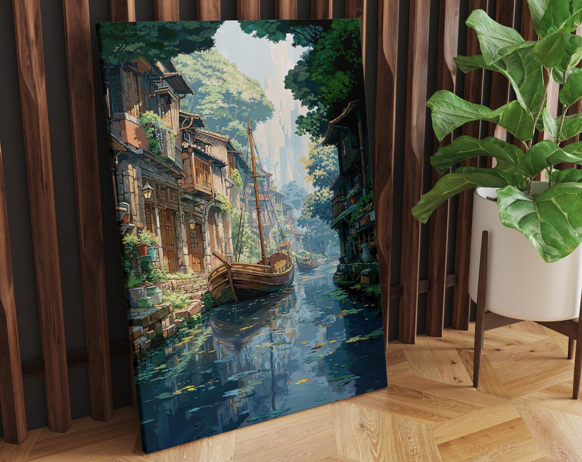 Anime-Inspired Watercolor Fantasy Scenery Art Print - Image 3