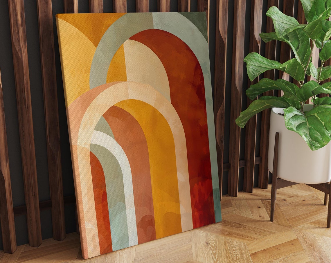 Terracotta Arch Geometric Abstract Poster Modern Boho Warm Decor - Image 2