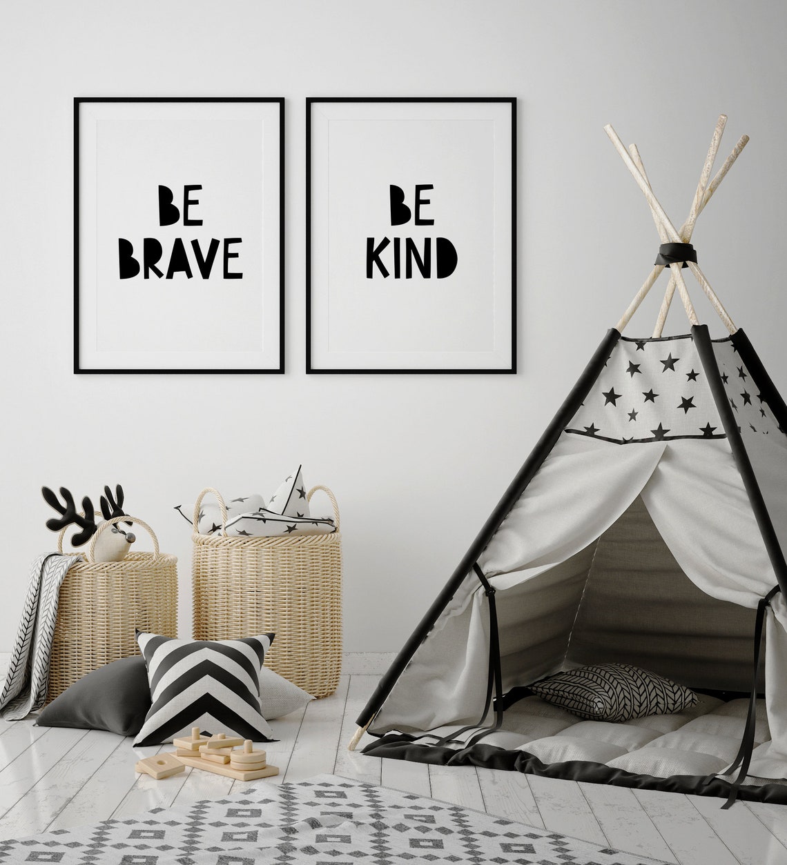 Be Brave Bold Playful Letters Kids Room Nursery Courage Wall Poster - Image 2