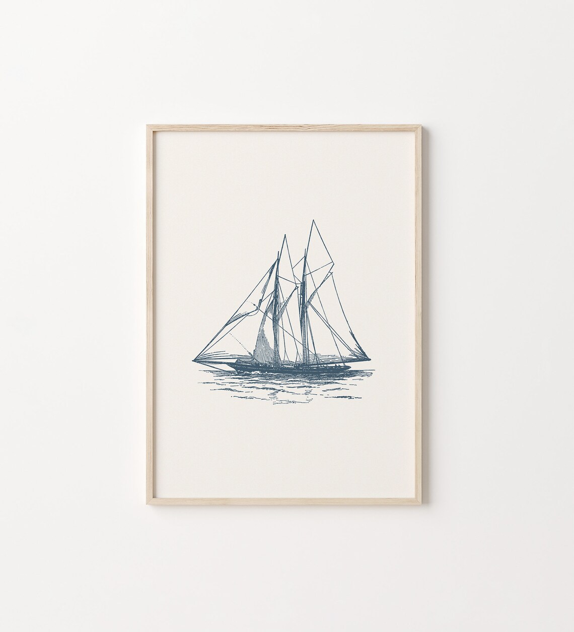 Sailboat Print, Vintage Modern Coastal Art