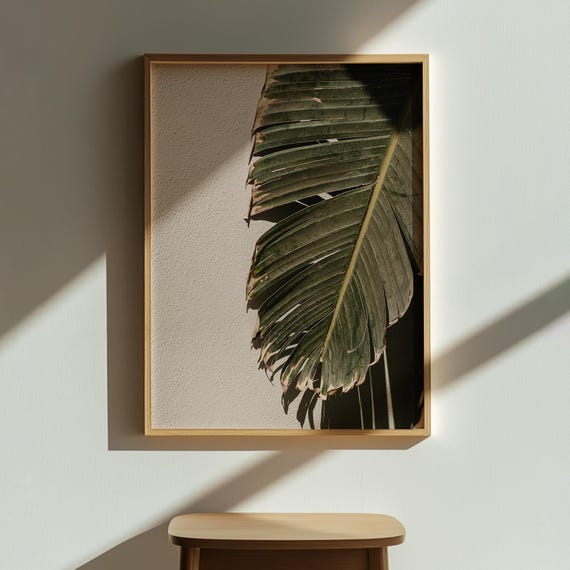 Minimalist Tropical Leaf Wall Art Banana Palm Print Neutral Botanical Photography Nature Decor For Living Room