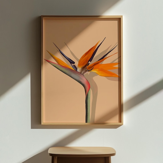 Bird Of Paradise Flower Art Minimalist Poster Contemporary Painting Wall