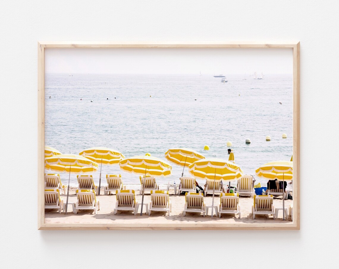 Beach Umbrellas Print, Mediterranean Summer Coast