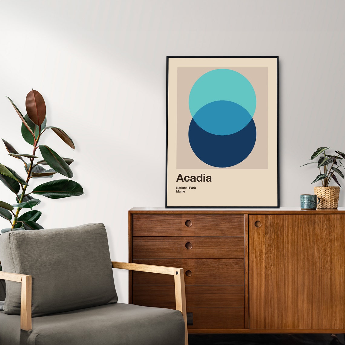 Acadia National Park Maine Abstract Minimalist Circles Art Poster - Image 4
