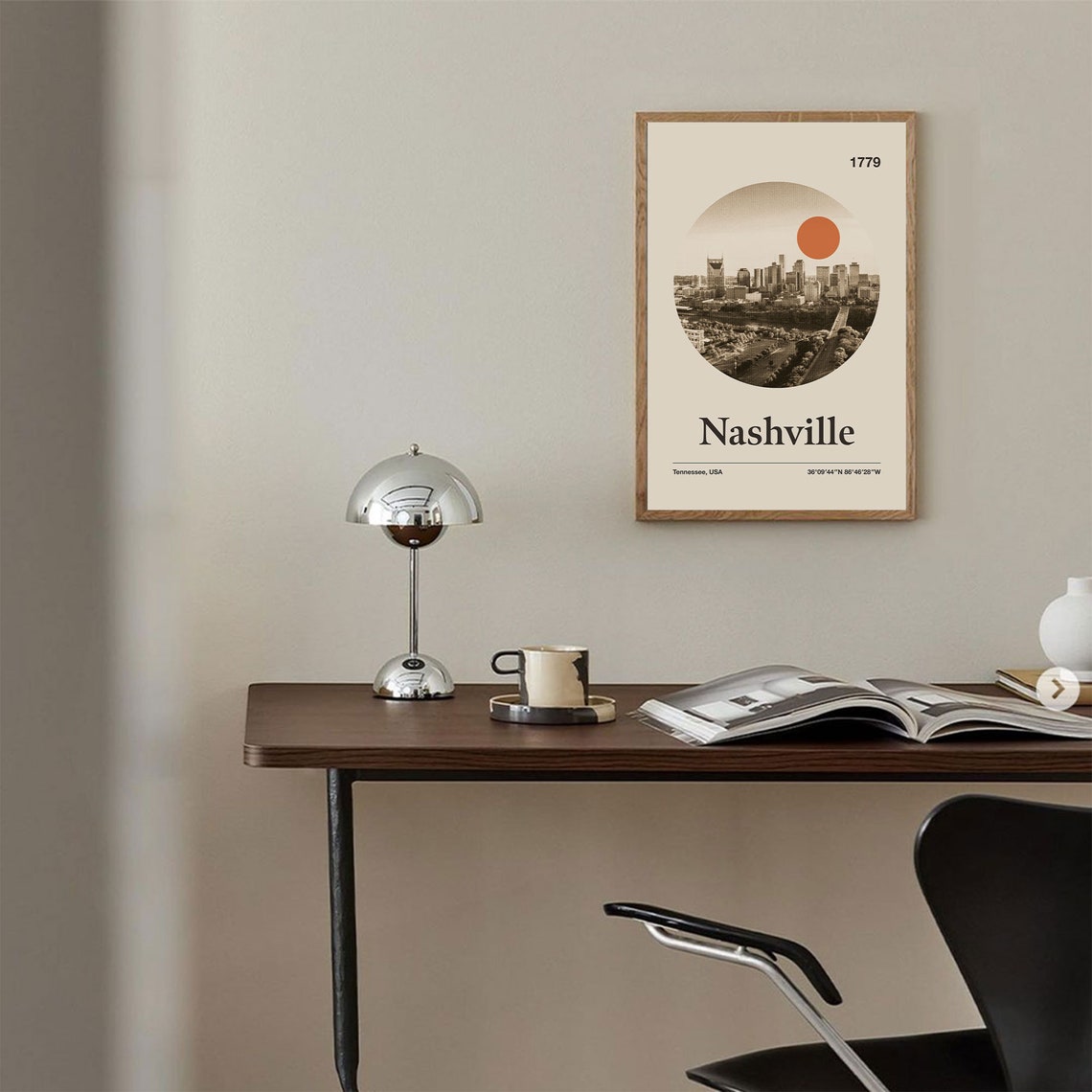Nashville City Poster Minimalist Art Print City Poster Mid Century Poster Travel Print Art Retro City Poster Tennessee - Image 4