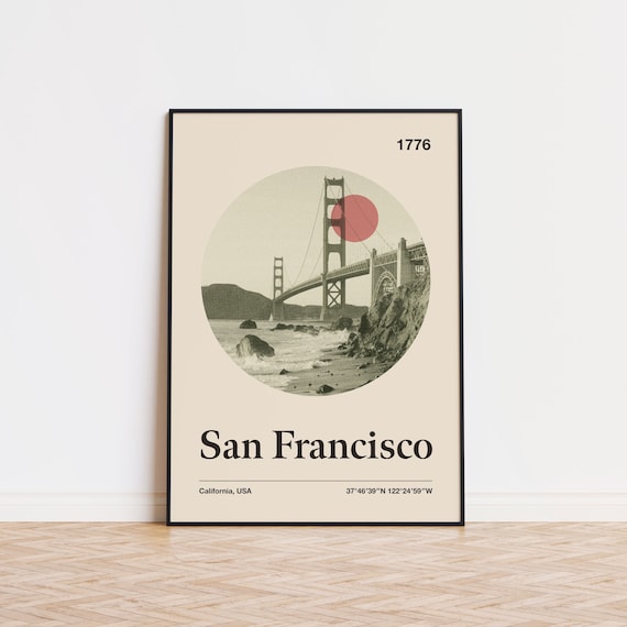 San Francisco Golden Gate Bridge 1776 Minimalist Travel Poster