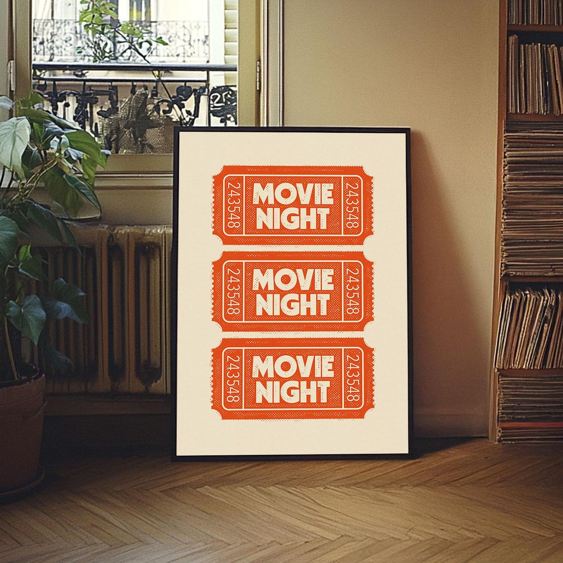Retro Movie Night Cinema Ticket Stub Red Vintage Theater Wall Art - Image 4