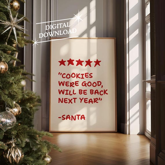 Cookies Were Good Wall Art Funny Christmas Art