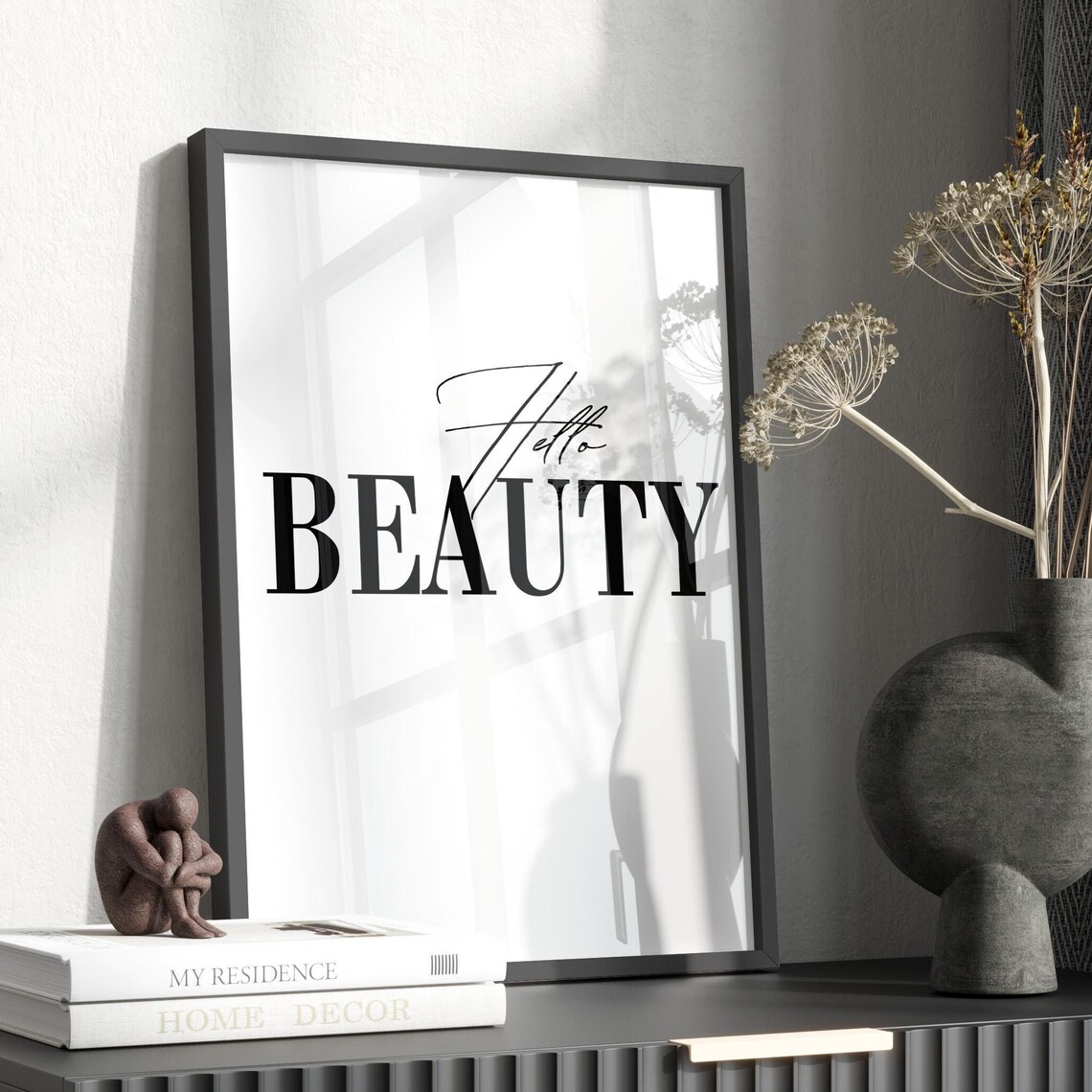 Hello Beauty Quote, Minimalist Typography Art Print