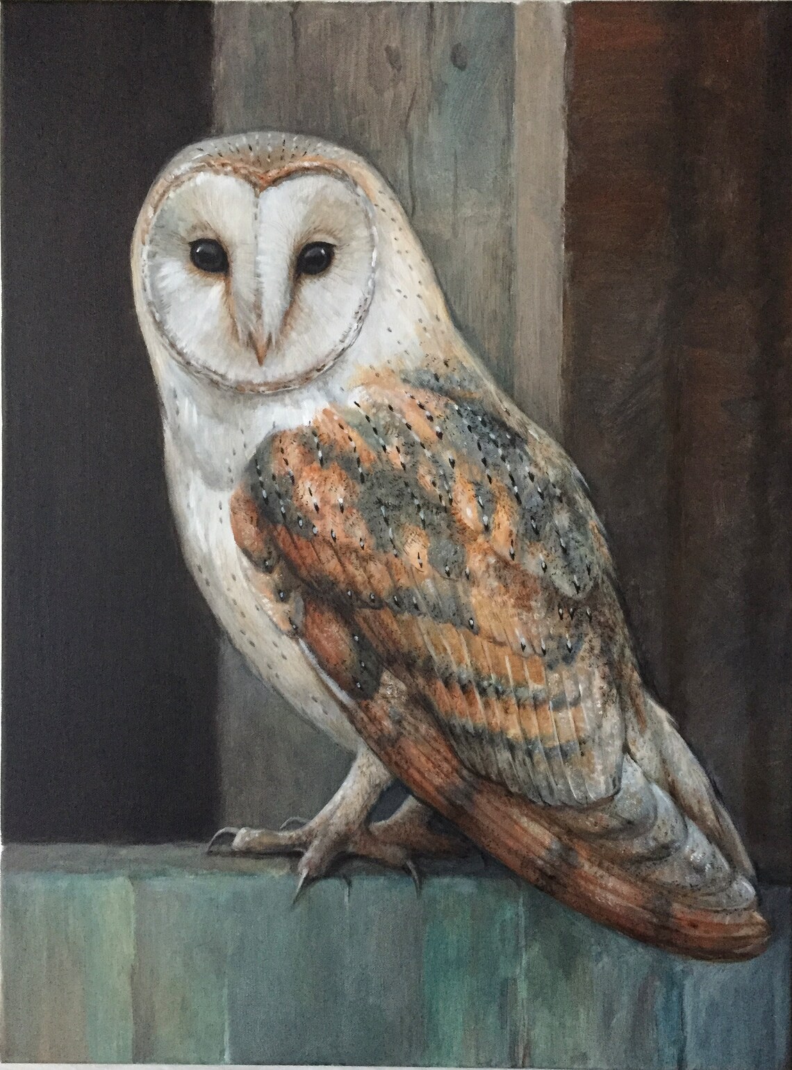 Barn Owl Portrait Art Print, Wildlife Painting - Image 2