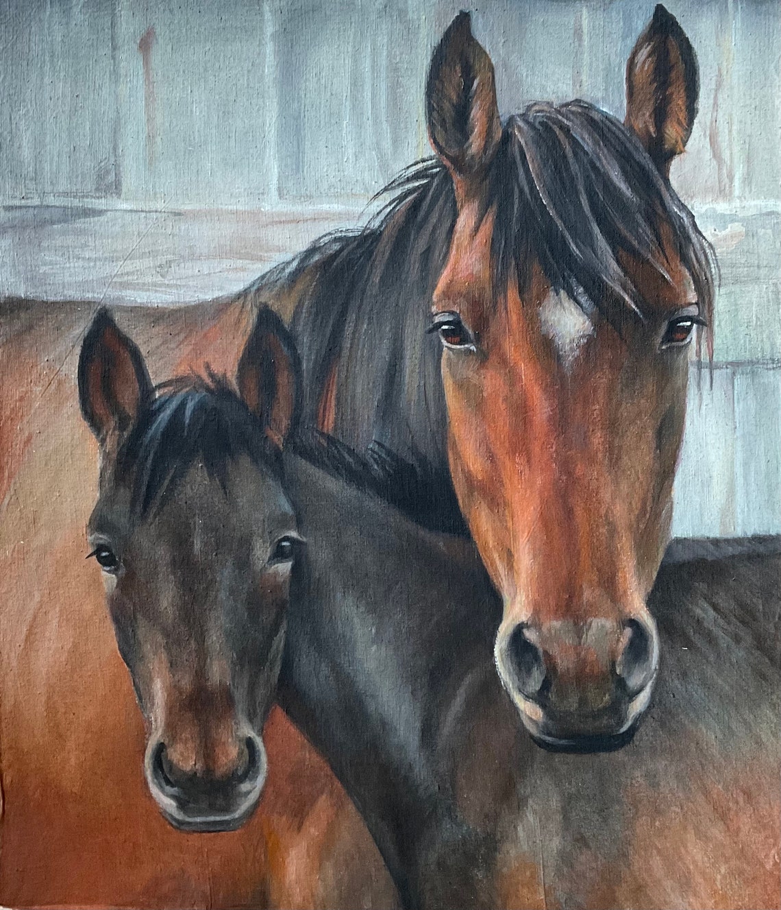 Horse Painting Horse Foal Portrait Original Painting Acrylic Painting Horse Picture