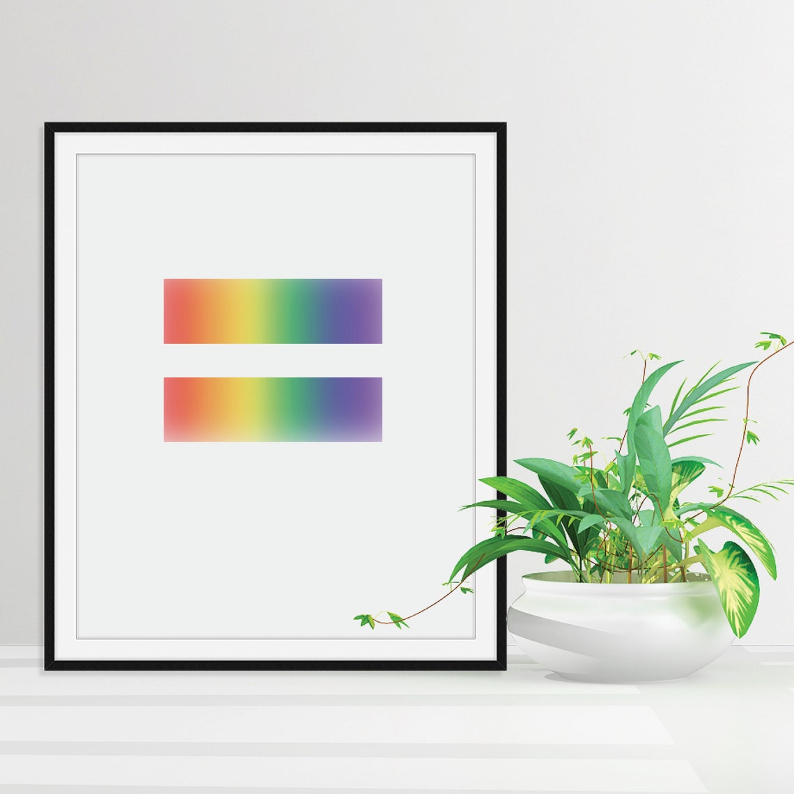 Rainbow Gradient Equals Sign Equality Symbol Minimalist Art Poster