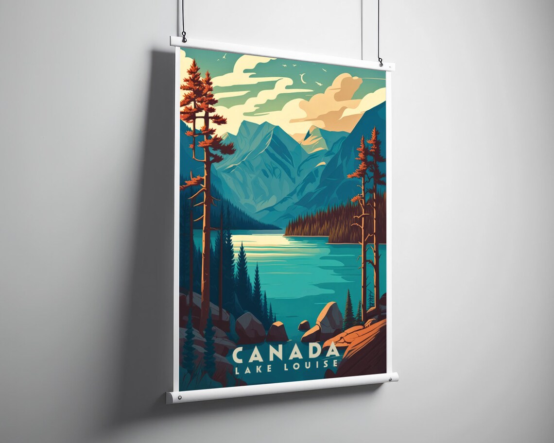 Canada Lake Louise Turquoise Lake Mountain Vintage Travel Poster - Image 3