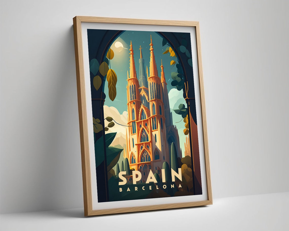 Spain Barcelona Travel Poster Spain Barcelona Wall Art Print Sagrada Familia Painting Barcelona Illustration Spain Watercolor - Image 5