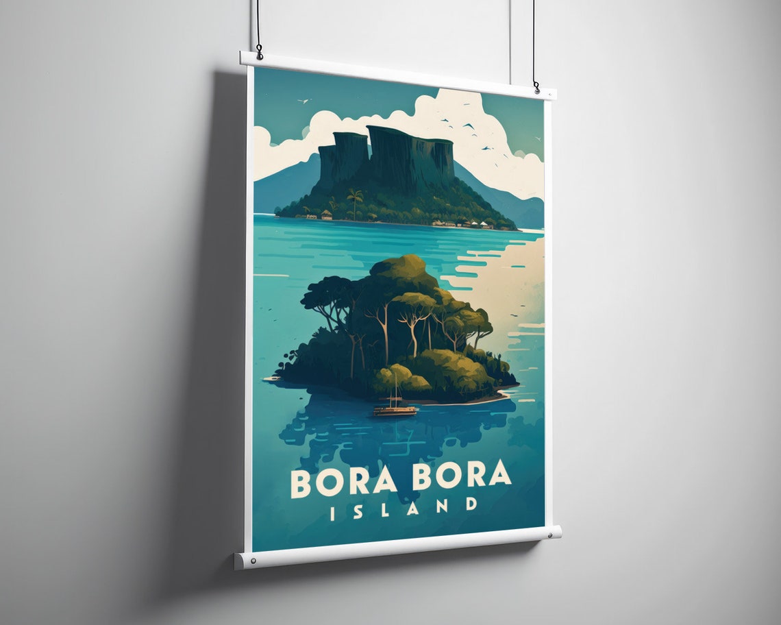 Bora Bora Island Turquoise Lagoon South Pacific Vintage Poster - Image 3