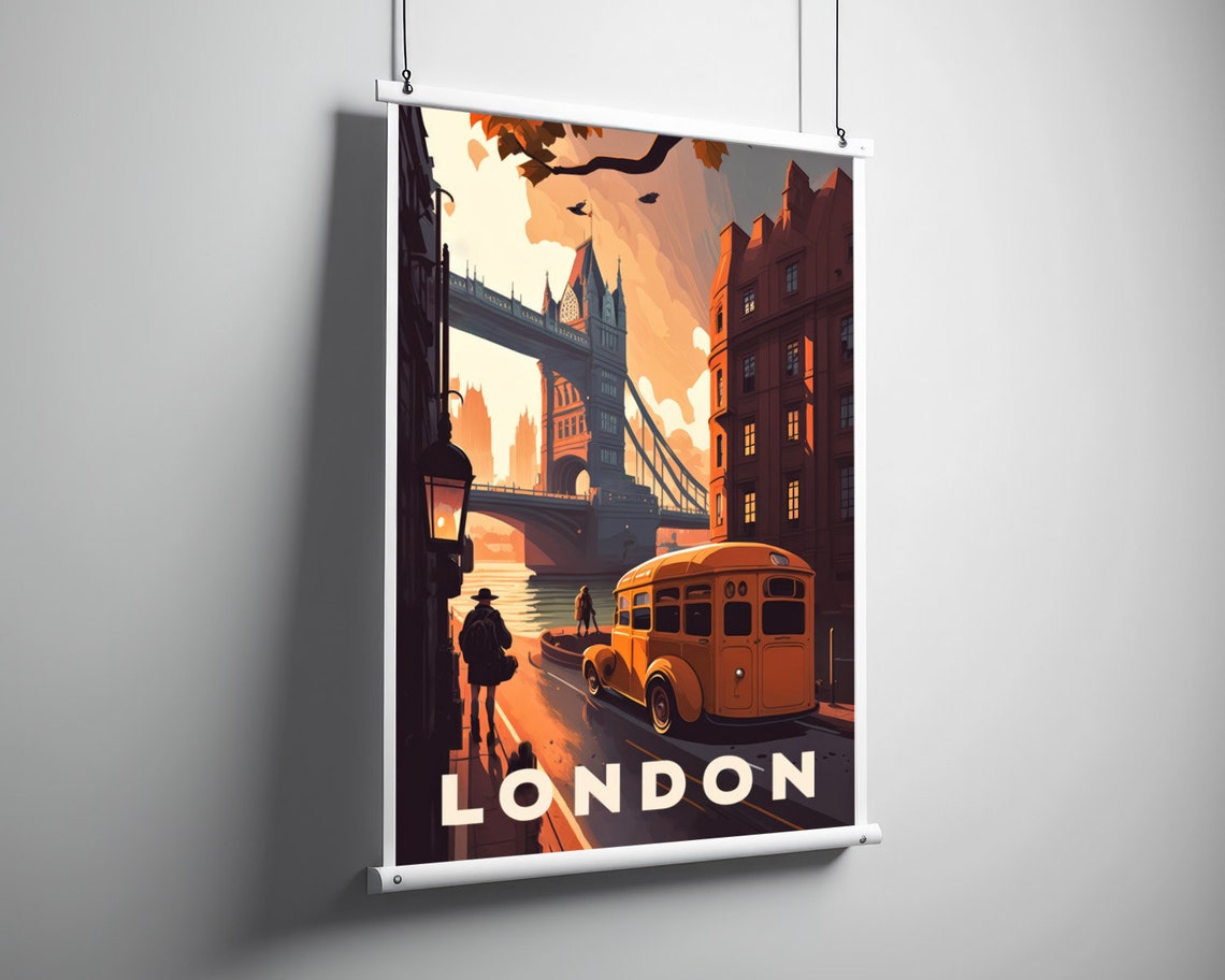 London Travel Poster London Print London Wall Art Print London England Poster London Painting Illustration London Watercolor Home Decor Art - Image 3