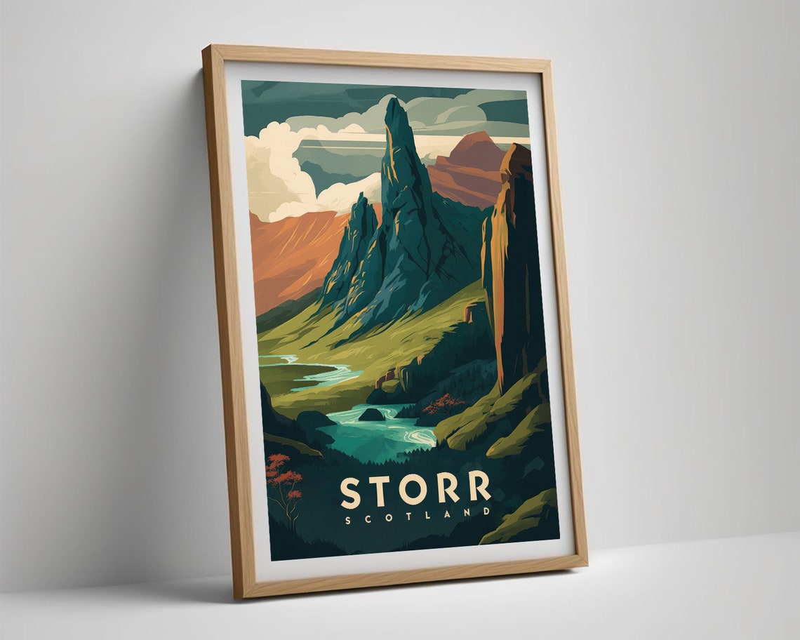 Isle Of Skye Scotland Travel Poster Isle Of Skye Wall Art Print Scotland Painting Scotland Illustration Old Man Storr Watercolor - Image 5