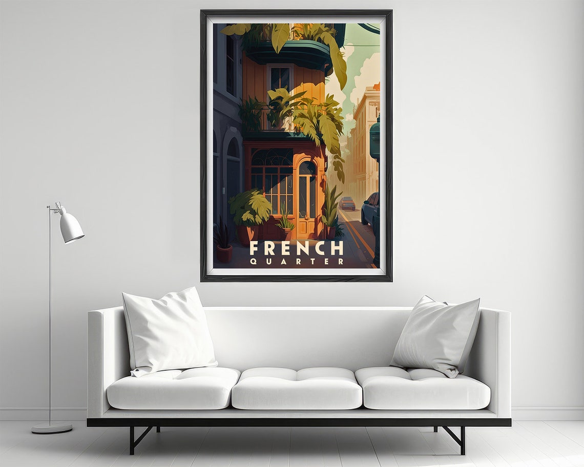 French Quarter New Orleans Travel Poster French Quarter Wall Art Print New Orleans Painting Illustration New Orleans Watercolor - Image 2