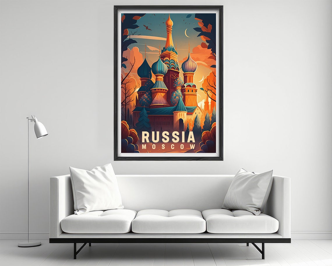 Moscow Russia Saint Basils Cathedral Onion Domes Vintage Poster - Image 2