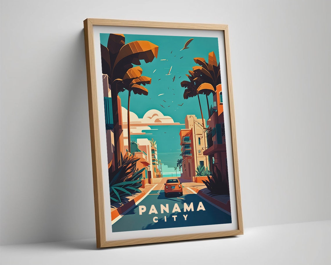 Panama City Travel Poster Panama City Wall Art Print Panama City Painting Illustration Panama City Watercolor Home Decor - Image 5