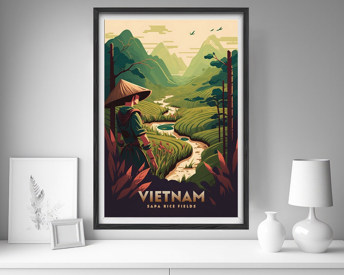Vietnam Sapa Rice Fields Conical Hat Farmer Terrace Travel Poster - Image 4