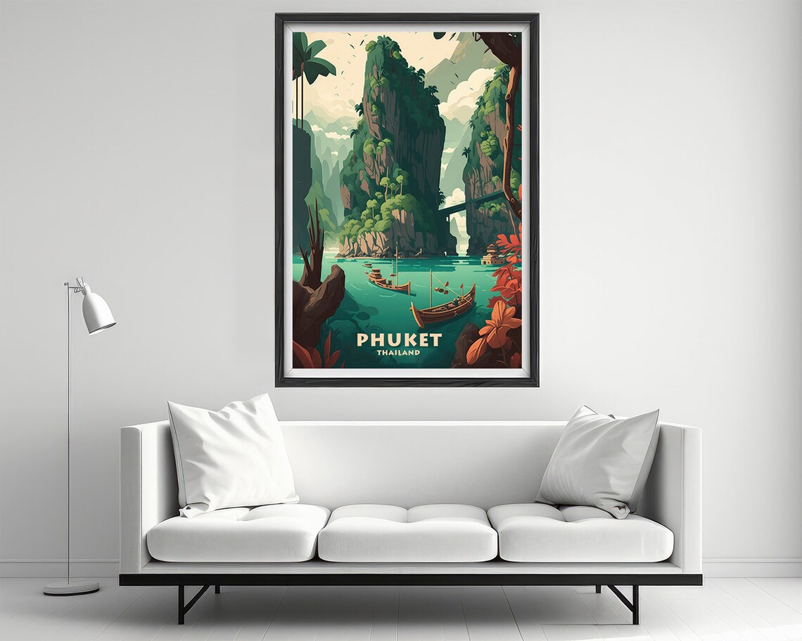 Phuket Thailand Travel Poster, Phang Na Bay Art Print - Image 2