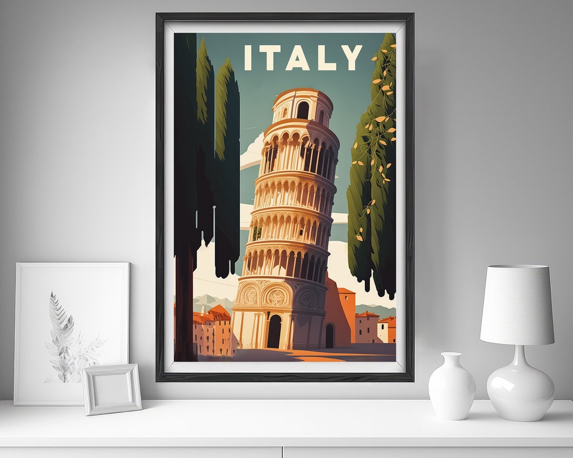 Italy Travel Poster Italy Print Italy Wall Art Leaning Tower Of Pisa Print Italy Painting Italy Illustration Italy Watercolor Home Decor Art - Image 4
