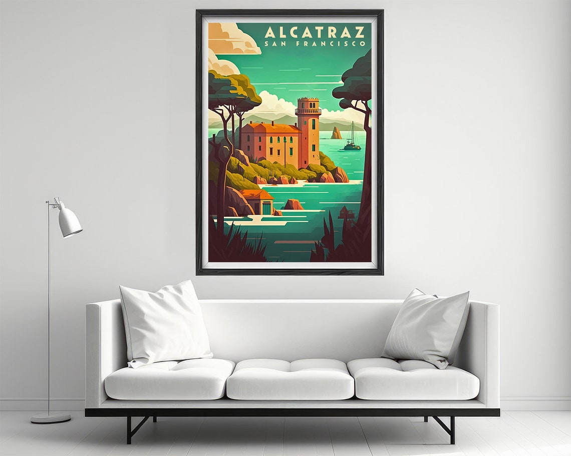 Alcatraz San Francisco Island Landmark Vintage Travel Poster - Image 2
