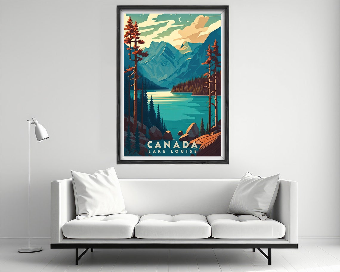 Canada Lake Louise Turquoise Lake Mountain Vintage Travel Poster - Image 2