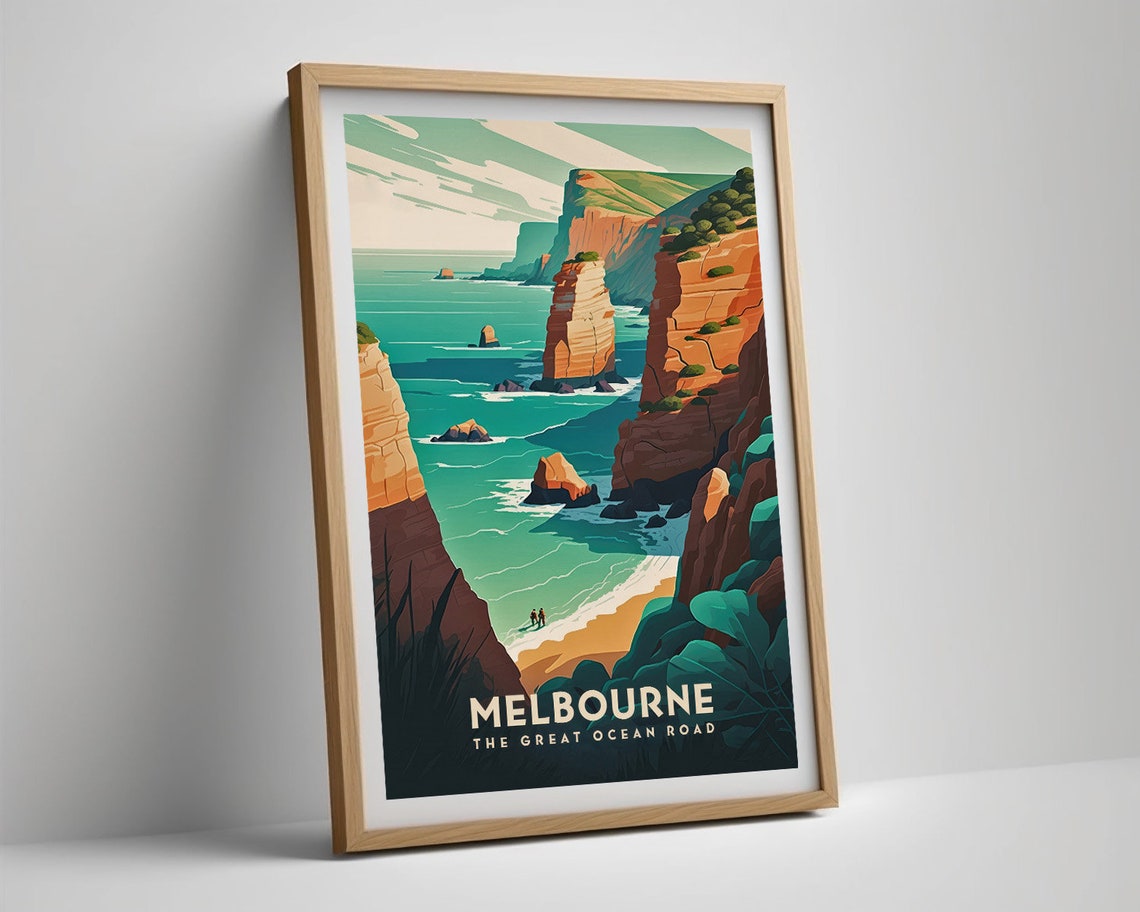 Melbourne Great Ocean Road Towering Cliffs Vintage Travel Poster - Image 5