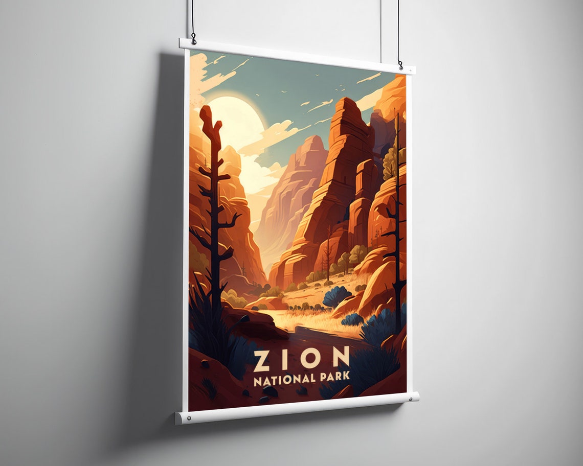 Zion National Park Poster Zion National Park Print Zion National Park Wall Art Zion Painting Zion Illustration Zion National Park Travel - Image 3