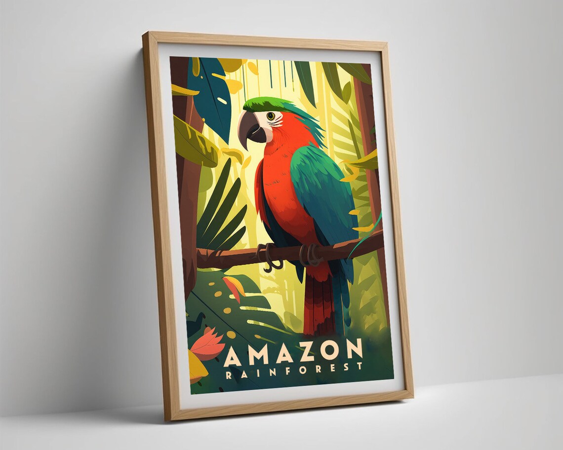 Amazon Rainforest Travel Poster, Jungle Watercolor - Image 5