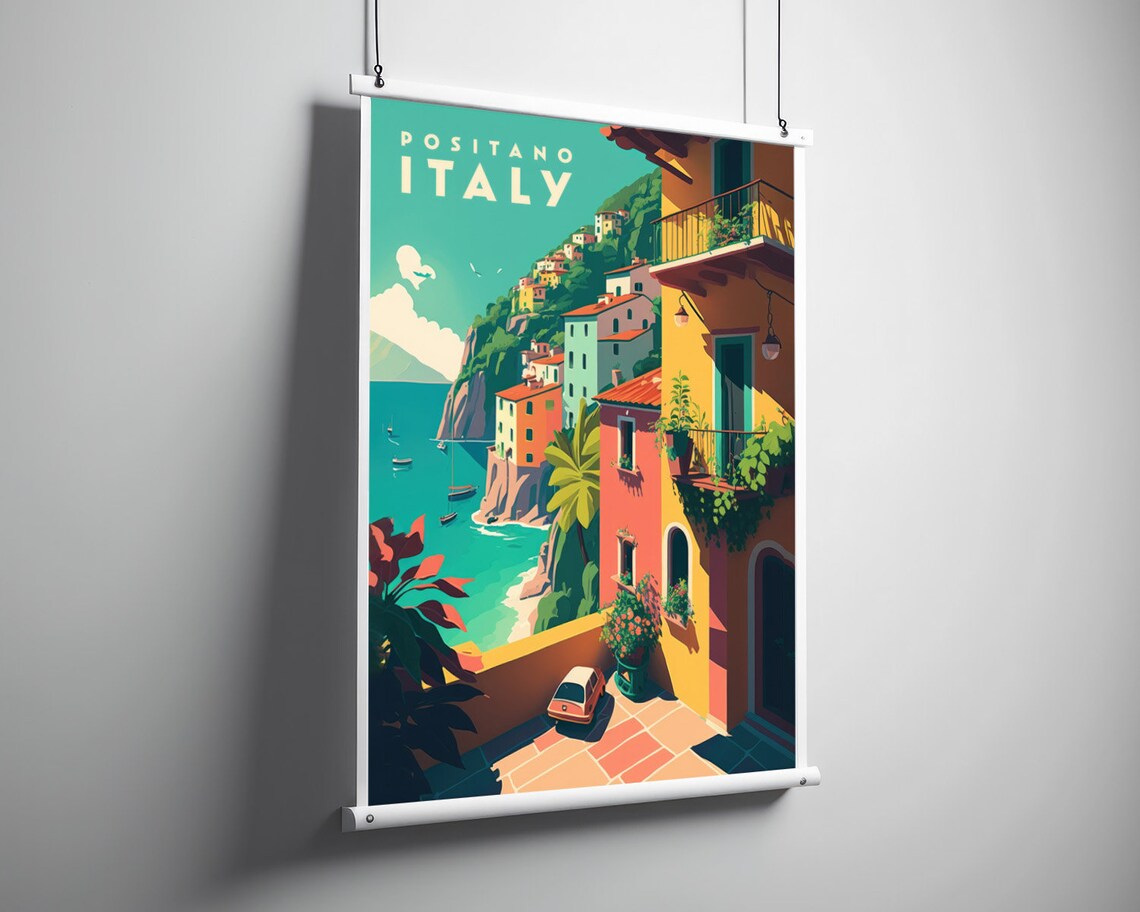 Positano Italy Amalfi Coast Cliffside Town Retro Travel Poster - Image 3