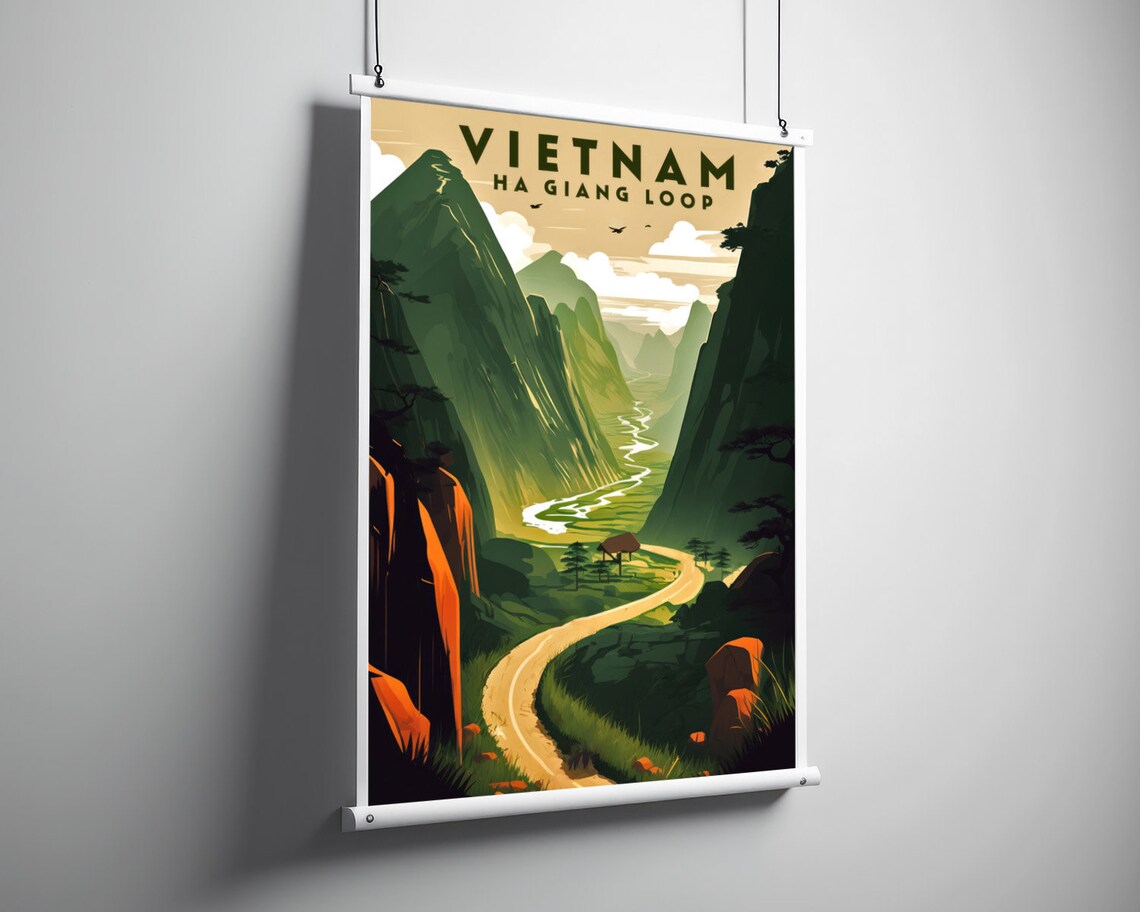 Vietnam Ha Giang Loop Winding Mountain Road Scenic Travel Poster - Image 3