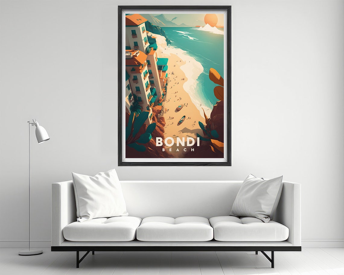 Bondi Beach Sydney Australia Travel Poster Coastal Sunset Art - Image 2