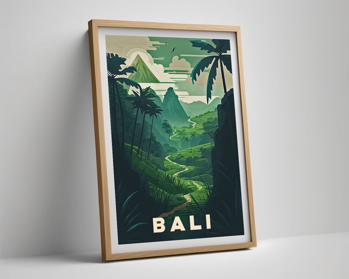 Bali Ubud Rice Terrace Jungle Valley Tropical Island Travel Poster - Image 5